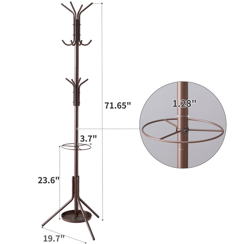 Freestanding 2-In-1 Coat Rack With Rain Cover, Brown