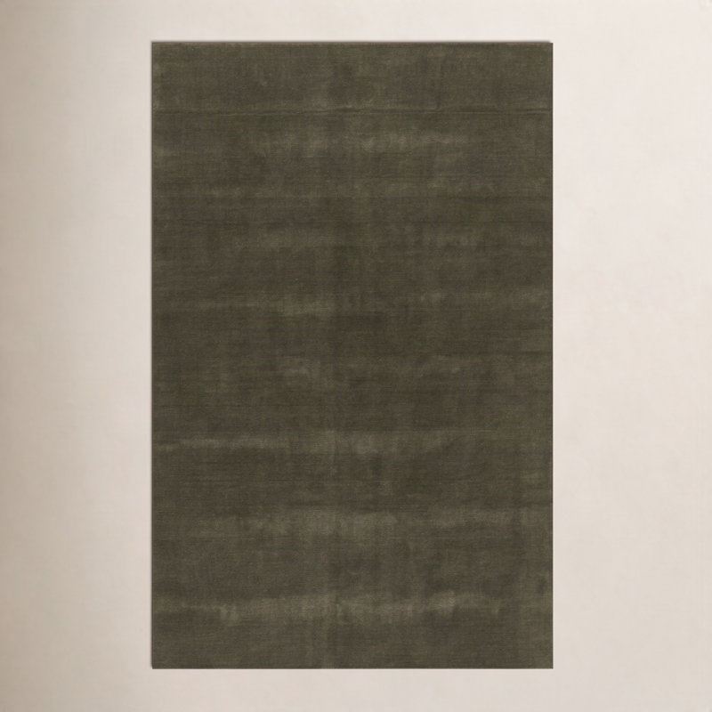 Tapis vert uni en laine tissée à la main Norna 9 pi x 12 pi, 9' X 12'