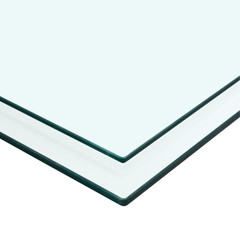 Table carrée en verre trempé de 3/8 po d'épaisseur 39,3 x 39,3 po, style bord poli, verre transparent à facteur de stabilité élevé, se brise en petits granules