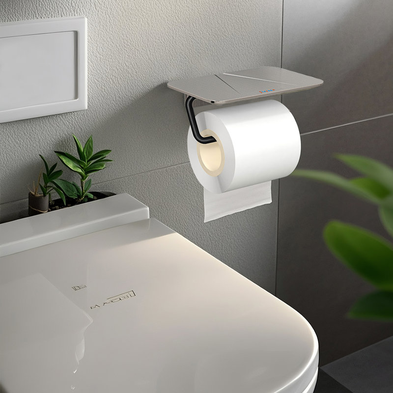 Porte-papier hygiénique en rouleau en acier inoxydable avec tablette