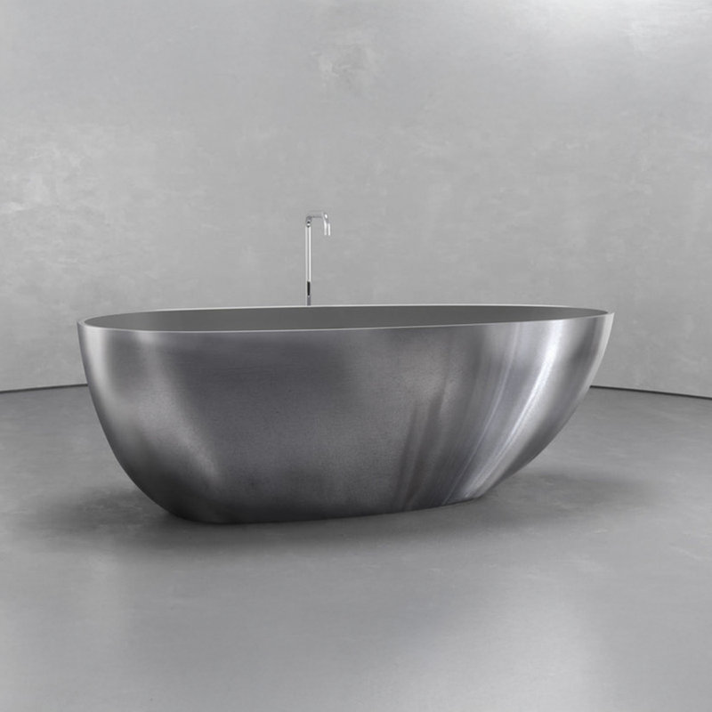 Baignoire autoportante en métal 62,8 po x 30,3 po, Argenté / Gris