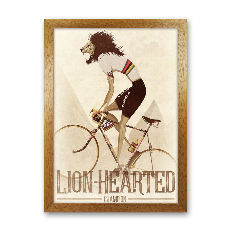 Lion Hearted - Print, 84cm H x 60cm W x 3cm D, Oak Framed