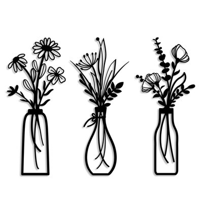 Ensemble de 3 fleurs murales en métal, décoration murale minimaliste bohème