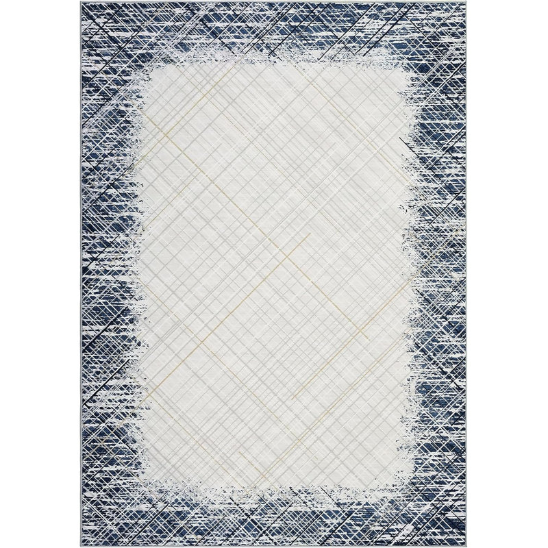 Washable Area Rug ,Non Slip Low Pile Pearl Velvet Abstract Carpet, Modern Rug for Living Room Bedroom,, Square 1'7"