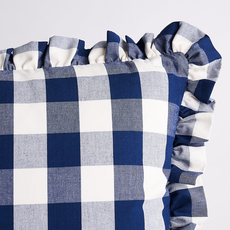 Coussin en coton Camden, 14 po x 20 po, Bleu marine/blanc