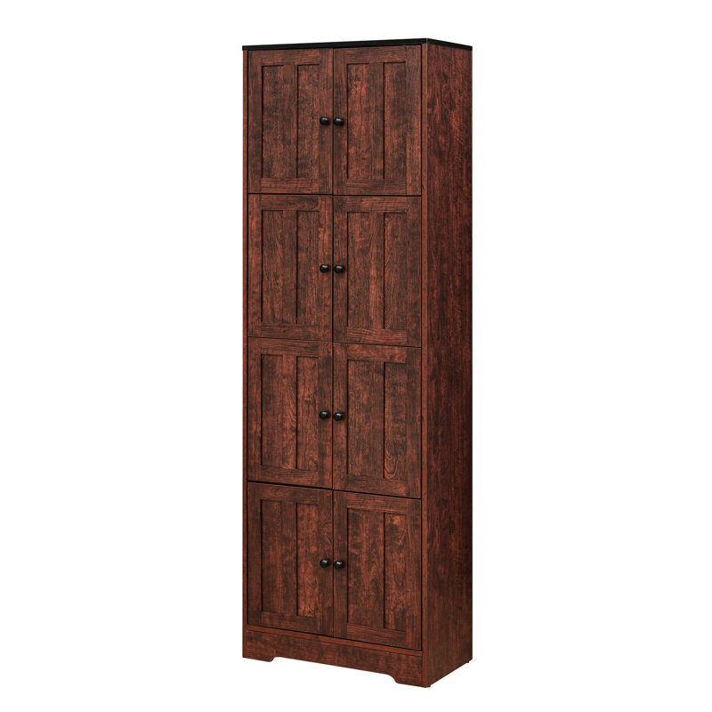 Armoire à 4 tablettes et 8 portes en noyer - Ajoutez du rangement à votre chambre d'amis pour garder les outils de garage organisés