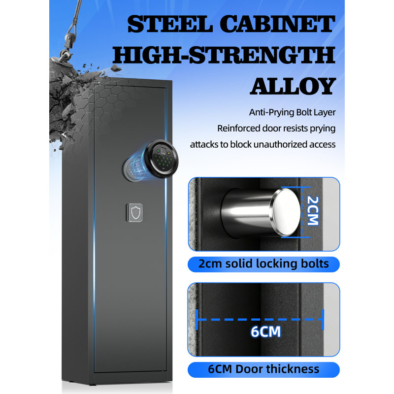 5-8 Rifle & Pistol Gun Safe with Quick-Access Digital Keypad, Adjustable Shelves