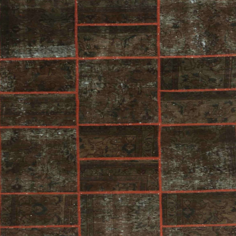 Tapis contemporain noir / rouge, Carré 4 pi