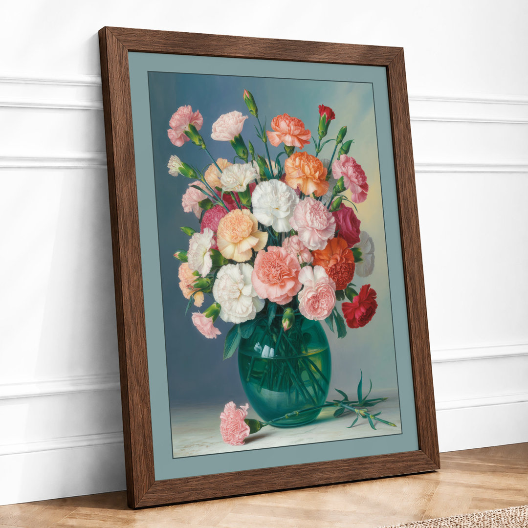 Roses and Carnations in Bloom Botanical Framed Art Print