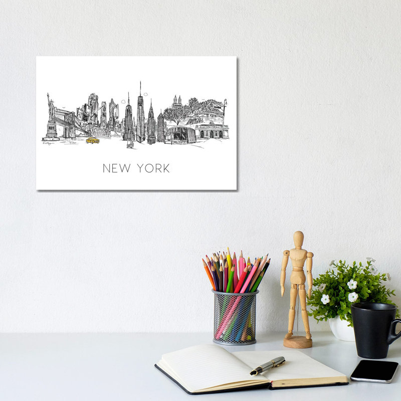 New York Skyline by Natalie Ryan - Gallery-Wrapped Canvas Giclée on Canvas, No Frame, 20.32 cm H x 30.48 cm W