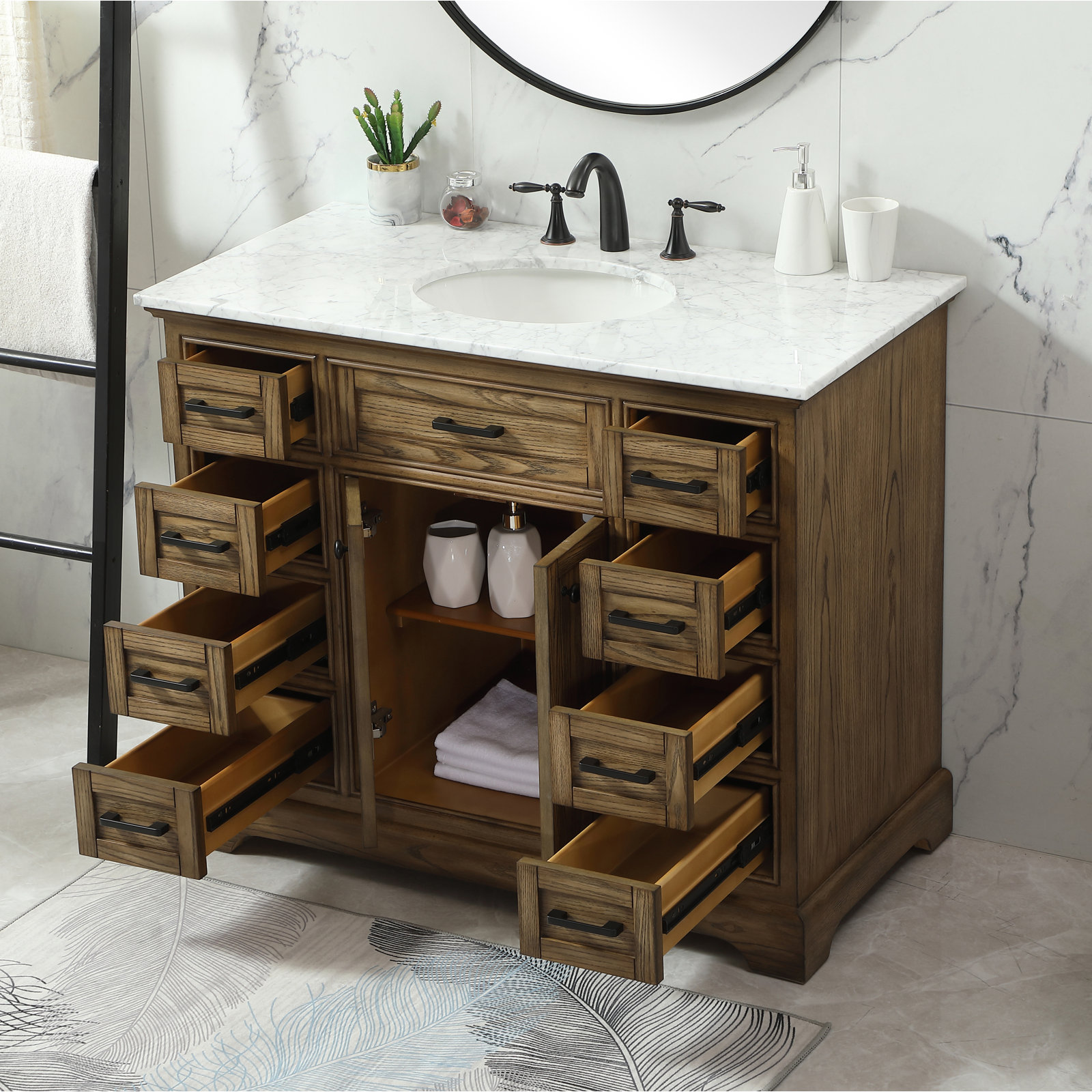 Hermes 42'' Single Bathroom Vanity, Dark Brown