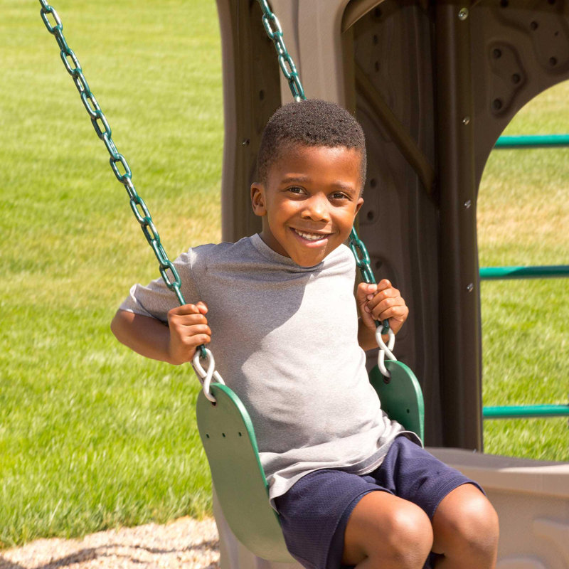 Lifetime Green and Tan Adventure Tower Swing Set with Slide