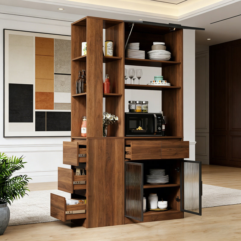 Grande armoire de rangement de 70,87 H avec tablettes multifonctionnelles, parfaite pour organiser et rehausser votre décor moderne.