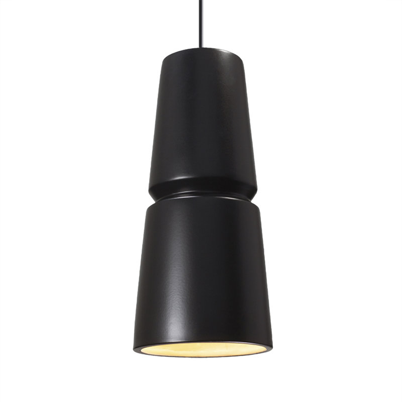 Luminaire suspendu conique à 1 lumière Logan, Laiton antique, Noir mat carbone, H 18 po x l 8 po x P 8 po