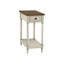 Table d'appoint de 63,5 cm de haut avec tiroir - Style traditionnel en placage brun, tablette à 2 niveaux pour petits espaces