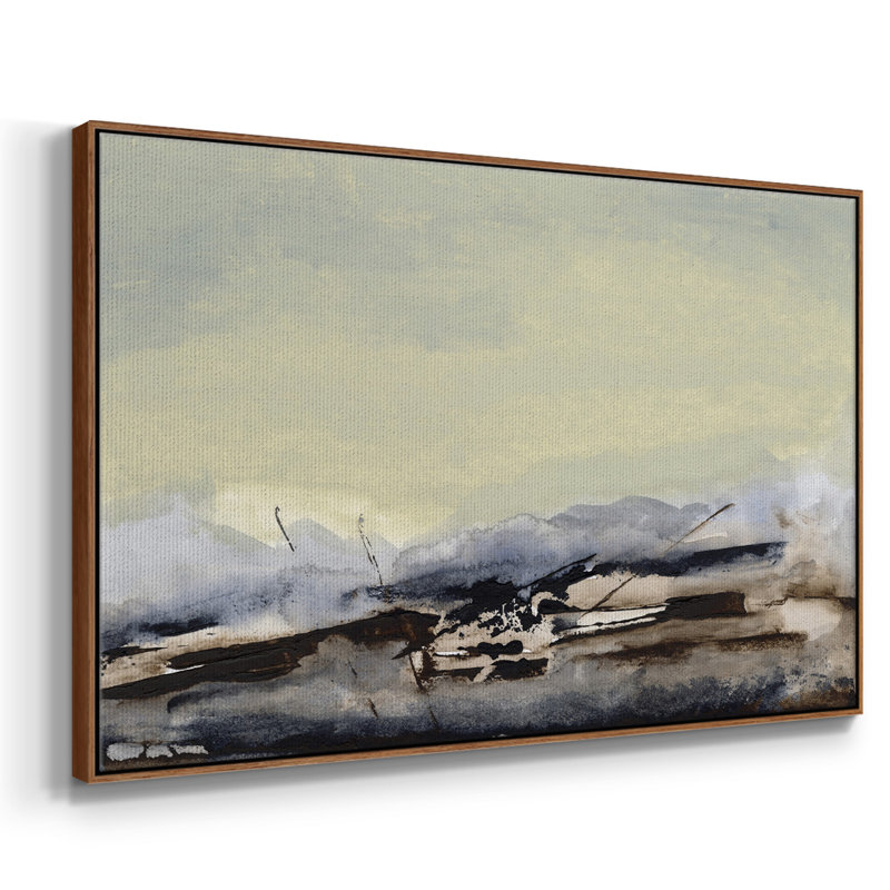 Shanthih II, peinture sur toile encadrée, H 17 po x l 25 po x P 2 po, Cadre noyer