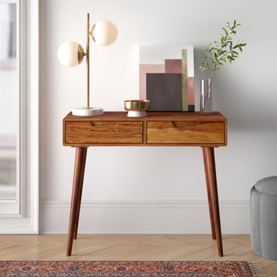 Aldous 90 cm W Solid Wood Top Console Table