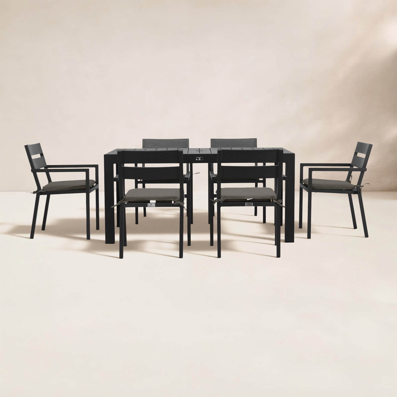 Eartha 63" Patio Dining Set, Canvas Regatta Sunbrella® Canvas, Black