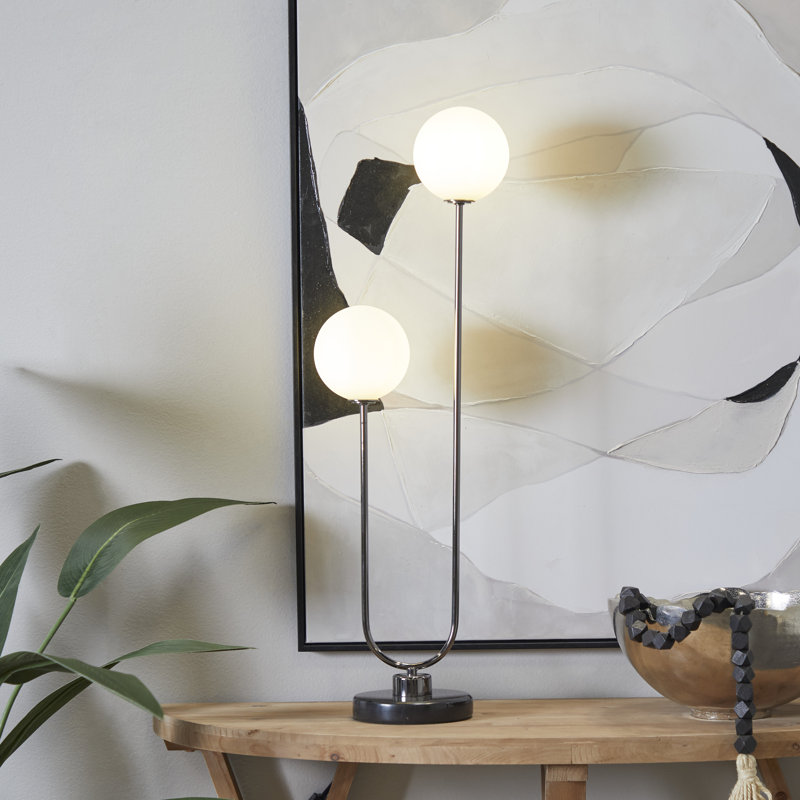 Lampe de table contemporaine Amrita, Noir / Beige
