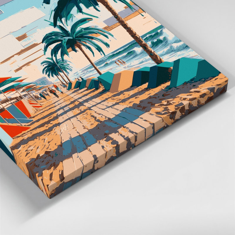 Art mural sur toile brun, "Coastal Modern Beach Life", H 8 po x l 10 po