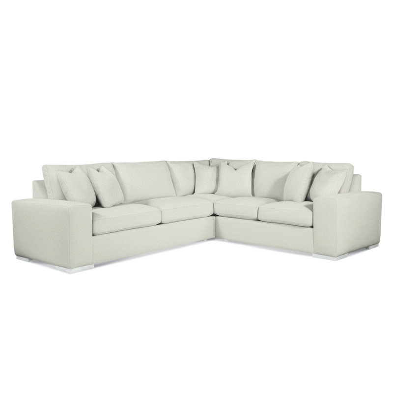 Memphis Upholstered L-Shaped Sectional, Frost White, Right Hand Facing, Brown Geometric, 0456-33