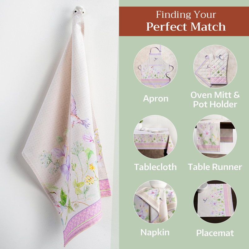 Maison d'Hermine Magnolia Mornings, ensemble de 3 torchons de cuisine 100 % coton - 51 x 70 cm