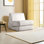 Canapé-lit 1 place polyvalent, couleur crème, 27,6 po x 39,4 po x 27,6 po | Tissu 100% polyester, 28 mousses en tissu synthétique | Coussins convertibles pour s'asseoir et le dossier, faciles à nettoyer, sans cadre, parfaits pour les petits espaces et les chambres d'amis
