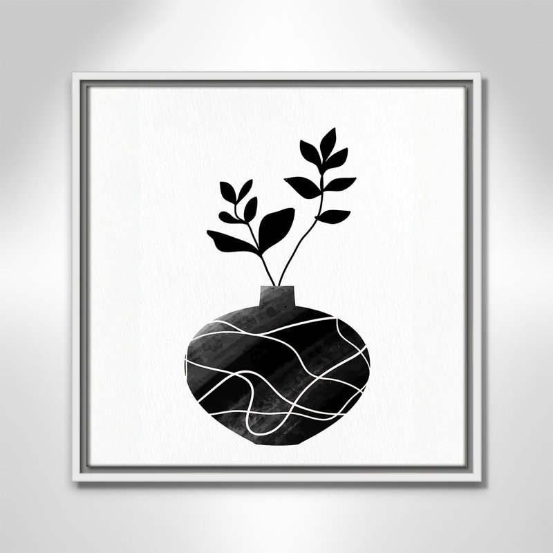 Vase noir I - reproduction carrée par Kimberly Allen, Blanc, H 17,5 po x l 17,5 po