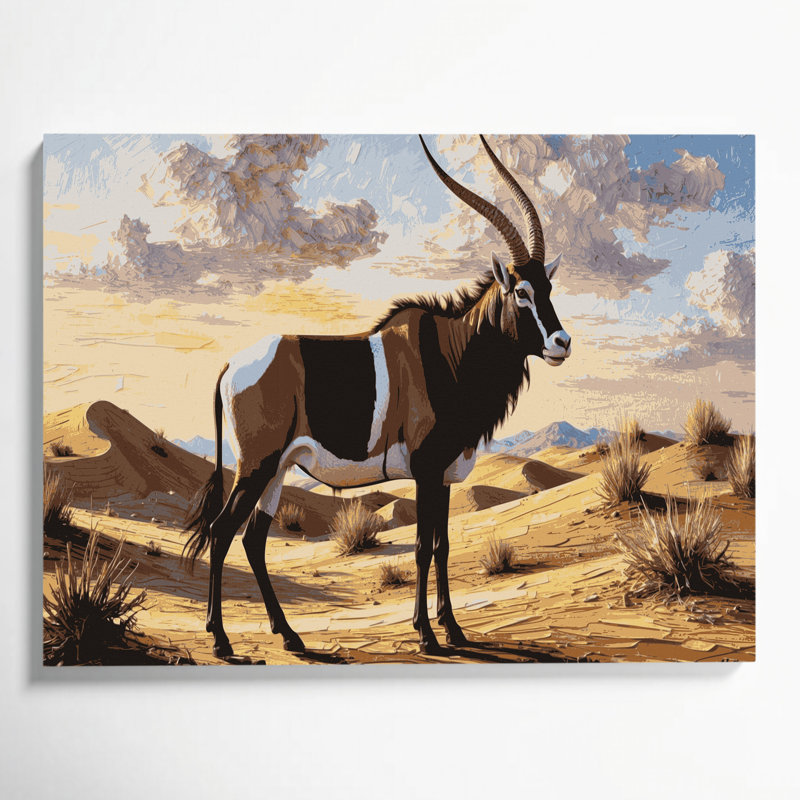 Faune Oryx beige, art mural sur toile, H 11 po x l 14 po