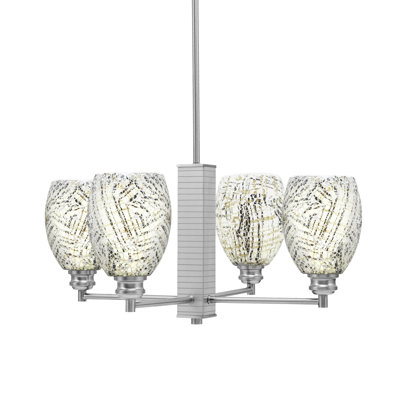 Edge 4 Light Chandelier Shown With 5" Fusion Glass