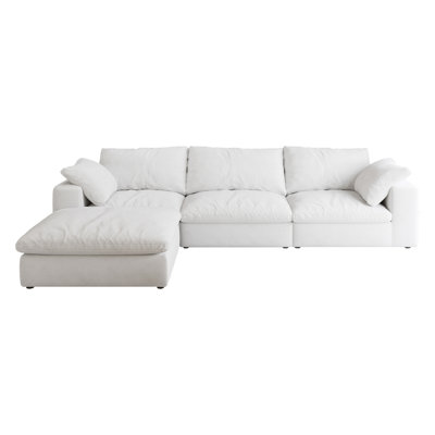 Cloud Modular Sectional Sofa With Storage Ottoman 120Inch Down Filled Comt L Shaped Sofa Couch 3Seater 1 Ottoman Cloud Modular Sectional Sofa With Storage Ottoman 120Inch Down Filled Comt L Shaped Sofa Couch 3Seater 1 Ottoman
