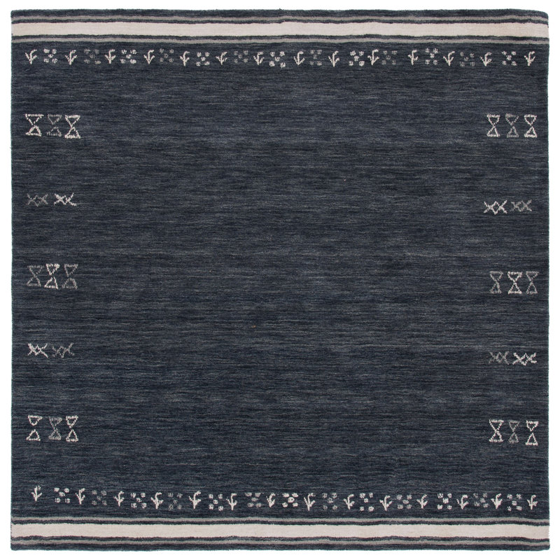 Himalaya Hand Loomed Wool Southwestern Area Rug, Square 6'