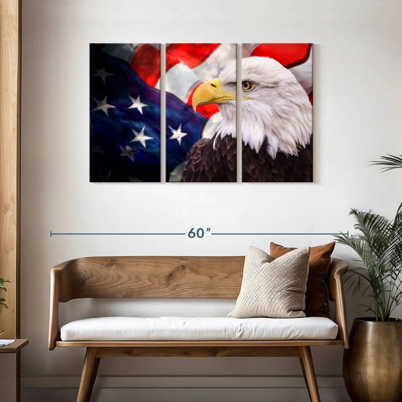 Brampt USA Flag And American Eagle, 28" H x 45" W