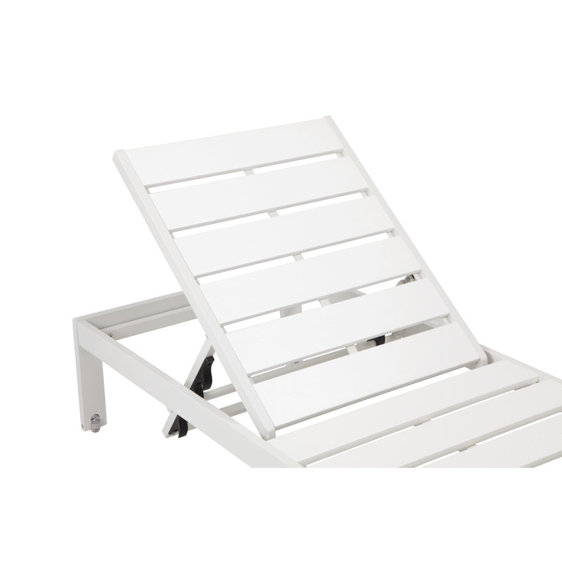 Aynura 76" Reclining Chaise Lounge Set with Table, White