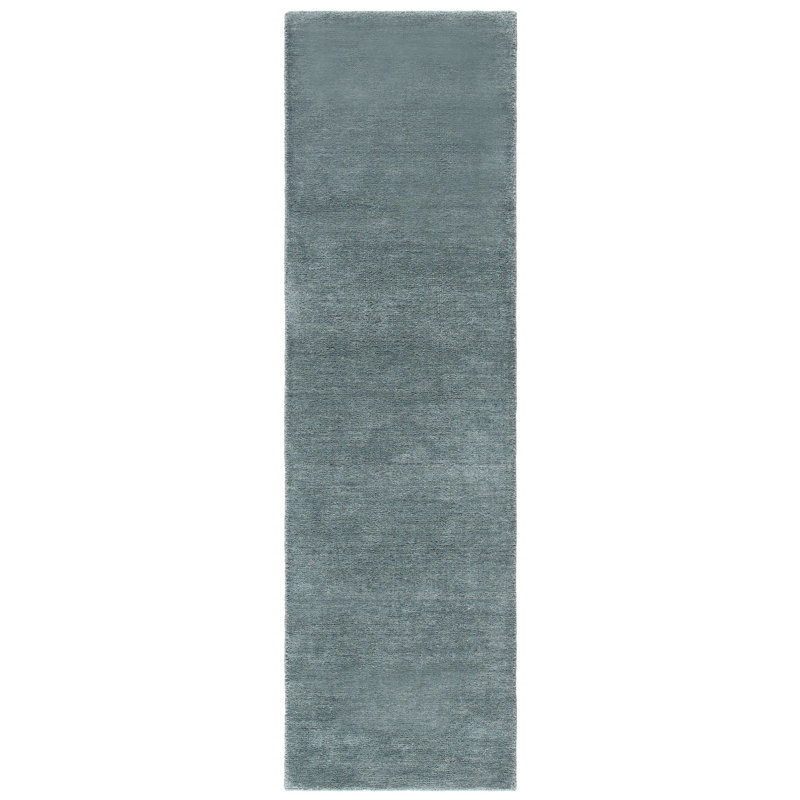 Southbury Hand Loomed Wool/Cotton Solid Color Rug in Blue Ombre, Runner 2'3" x 8'