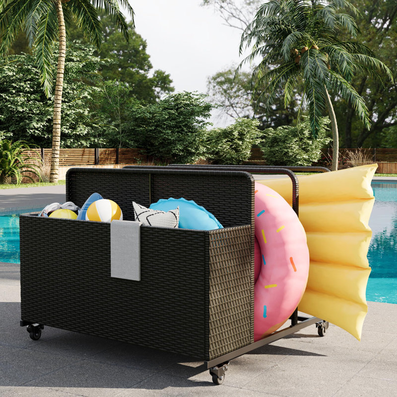 Rangement flottant pour piscine avec roulettes, Noir
