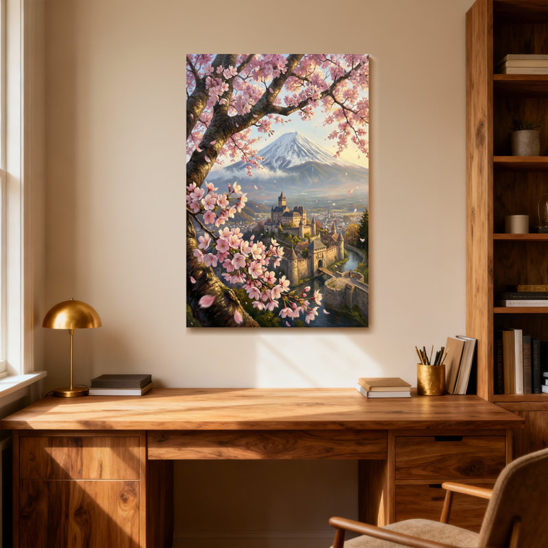 Plantes et fleurs Cherry Blossoms Castle Mountain Paysage de printemps, H 36 po x l 24 po