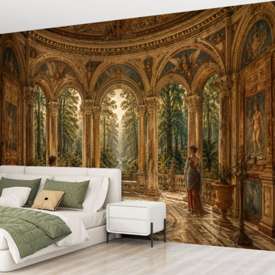 Décoration murale papier peint adhésif Fresque de la Renaissance de style classique figurines ornées de papier peint arqué de style Mythique autocollant amovible pour salle de séjour