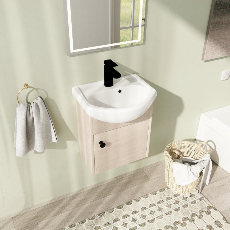 Meuble-lavabo mural simple 18 po avec comptoir en céramique