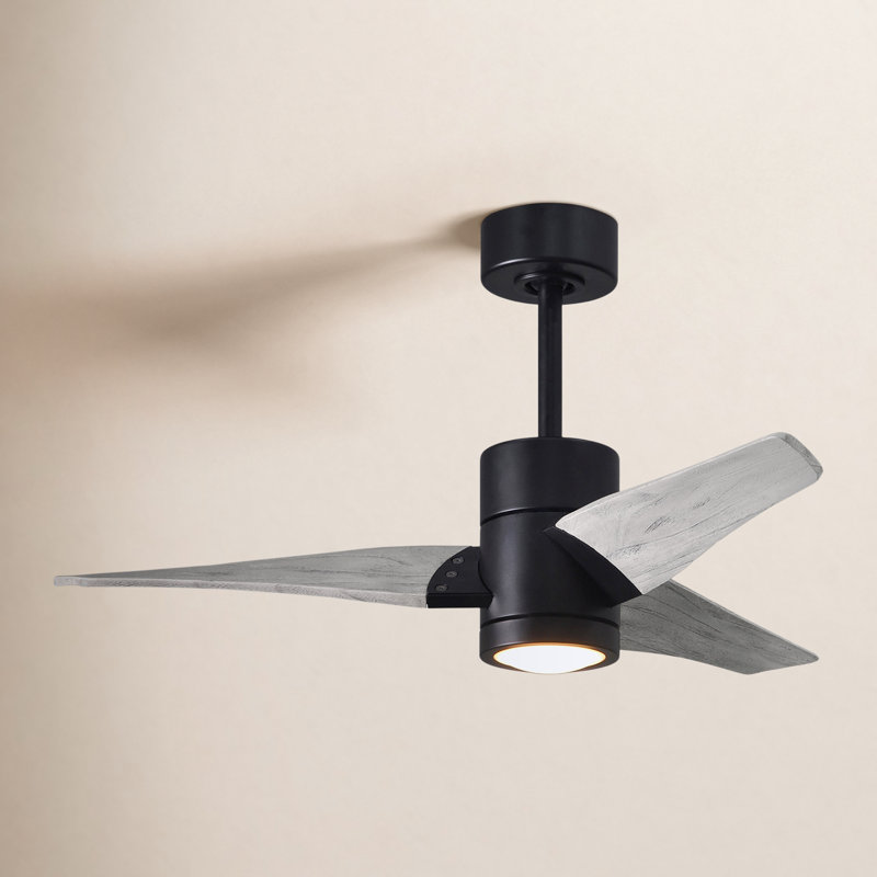 Ceiling Fan with LED Lights, Matte Black, Barn Wood Tone, 42"