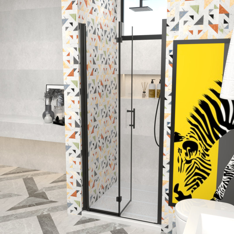 ImageYou Frameless Bifold Shower Door, 32"Wx72"H, Adjustable Width 32-33 3/8", Easy Installation with Magnetic Waterproof Seal