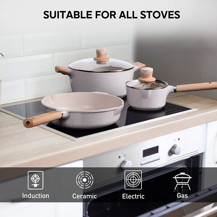 Nonstick Cookware Set 10 Pcs Granite Pots Pans Induction Stone Kitchen  Cooking