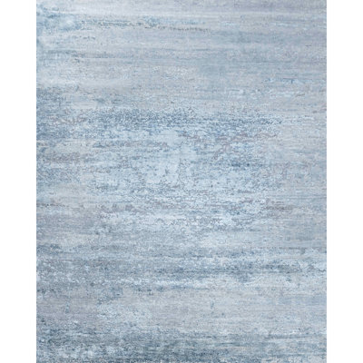 Hand Knotted Abstract Area Rug in Gray/Blue