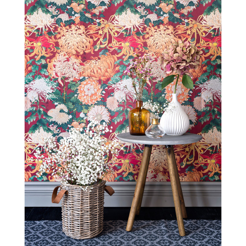 Florilegium Floral Wallpaper Roll, Green/Red/Yellow