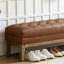 Banc capitonné de 63 pouces de large avec pieds en bois massif-1818333192