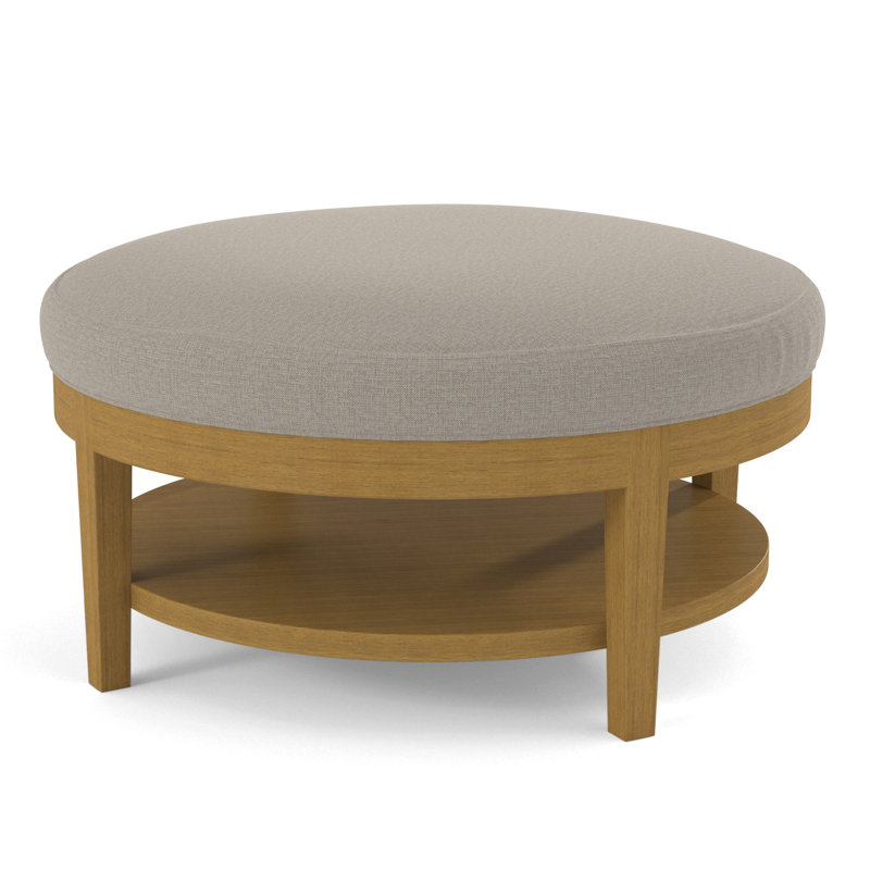Midtown Upholstered Ottoman, Beige Performance Fabric; 0851-73, Honey Finish