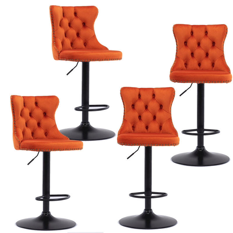 Tabouret pivotant à hauteur réglable Hukam, Noir, Orange