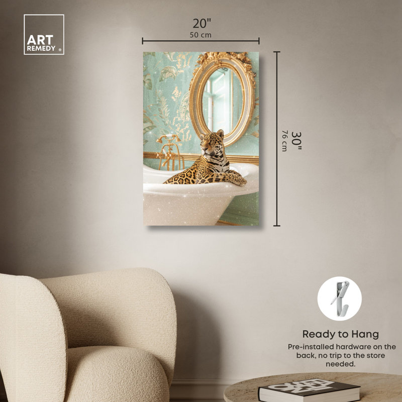 Art de salle de bain Jaguar, H 30 po x l 20 po, Toile tendue