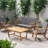 4Pc Outdoor Seating Compilation With Wood And Waterproof Fabric - Comprises , 2 Club Chairs, Coffee Table, Weather For Backyard Chat Fabric, Includes Entertaining