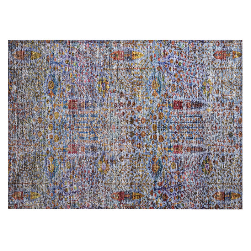 Machine Washable Indoor/Outdoor Xhevrie Blue Rug, Rectangle 1'8" x 2'6"